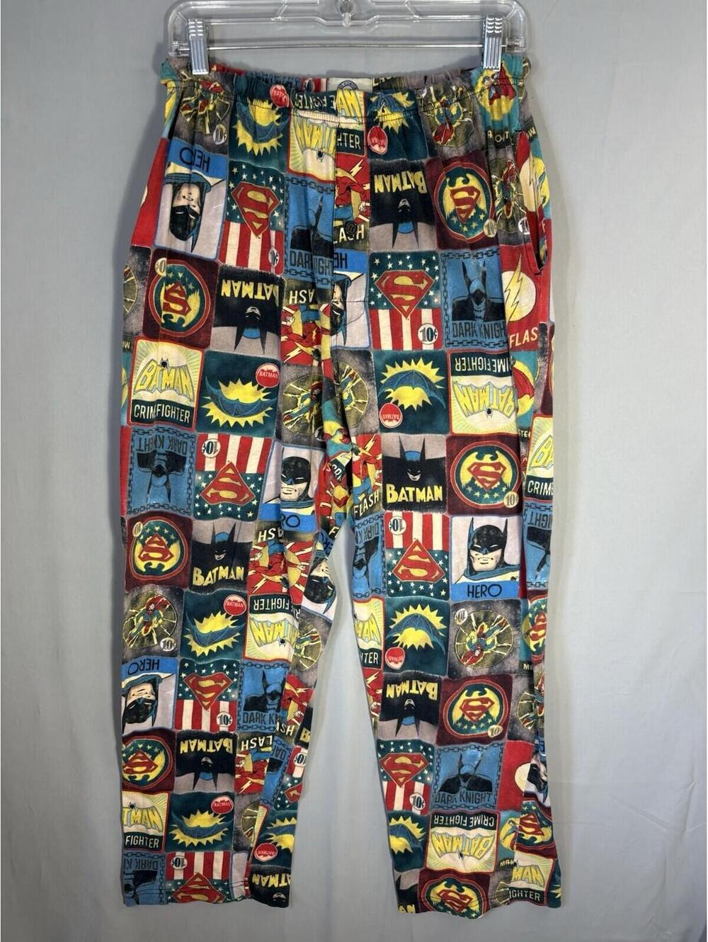 DC Comics Originals Pajama Pants Mens M Batman Superman Flash 100% Cotton Comic